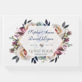 Livro De Visitas Casamento Geométrico Elegante Azul Cor-de-Rosa