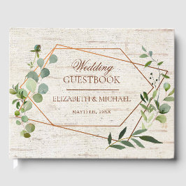 Livro De Visitas Casamento Geométrico Eucalyptus Birch De Cobre Rus