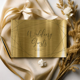 Livro De Visitas Casamento Geométrico Metálico Dourado ID648
