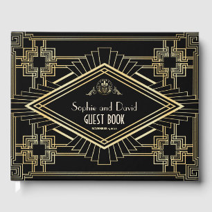 Livro De Visitas Casamento Glam Gold Black Great Gatsby