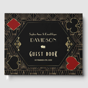Livro De Visitas Casamento Glam Vegas Casino Dourado Art Déco