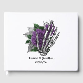 Livro De Visitas Casamento Gótico Floral Roxo