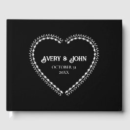 Livro De Visitas Casamento Gótico Minimalista Negro e Branco