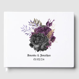 Livro De Visitas Casamento Gótico Roxo Preto e Dourado