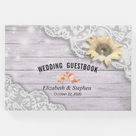 Livro De Visitas Casamento Guestbook Lace Sunflower Wood String Lig