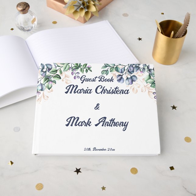 Livro De Visitas Casamento Harmonia de Flores Silvestres (Frente aberta)