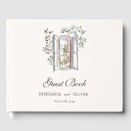 Livro De Visitas Casamento Italiano Mediterrâneo com Aquarela Paste