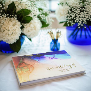 Livro De Visitas Casamento Laranja Azul Vibrante