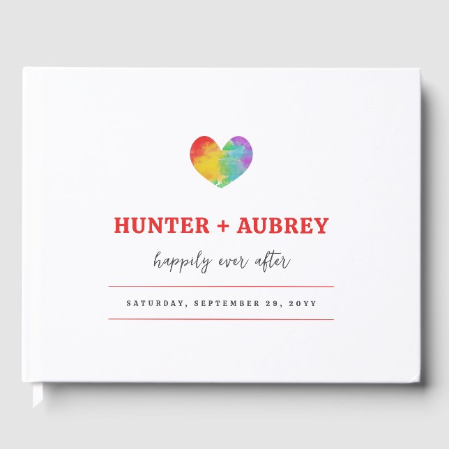 Livro De Visitas Casamento Lésbico Gay do Orgulho Preenchido com Ág (Frente)