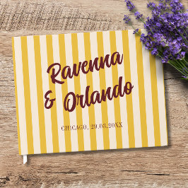 Livro De Visitas Casamento Listrado com Rosa Pêssego e Borgonha Ret