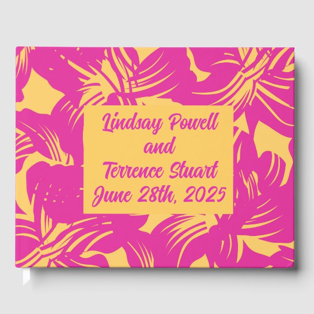 Livro De Visitas Casamento Magenta Exótico dos anos 40 (Frente)