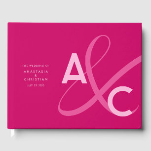 Livro De Visitas Casamento Magenta Moderno e Ousado