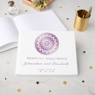 Livro De Visitas Casamento Mandala com Renda Rosa