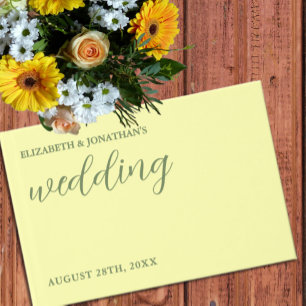 Livro De Visitas Casamento Manteiga Amarelo e Sage Minimalista