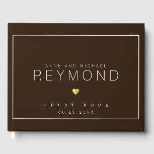 Livro De Visitas casamento marrom elegante moderno
