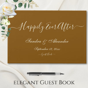 Livro De Visitas Casamento Marrom Mínimo Moderno Elegante