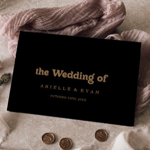 Livro De Visitas Casamento Minimal Clássico Preto e Dourado