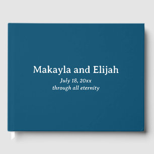 Livro De Visitas Casamento Minimalista Branco no Azul