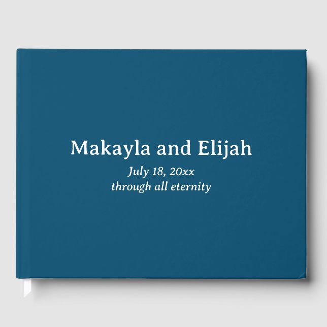 Livro De Visitas Casamento Minimalista Branco no Azul (Frente)