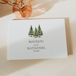 Livro De Visitas Casamento Minimalista da Floresta de Pinheiros Nev