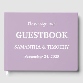 Livro De Visitas Casamento Minimalista da Lavanda Lilac Roxo
