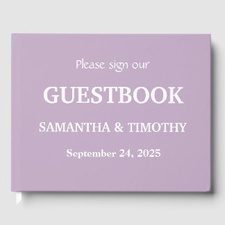 Livro De Visitas Casamento Minimalista da Lavanda Lilac Roxo
