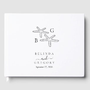 Livro De Visitas Casamento Minimalista do Monograma da Praia de Sta