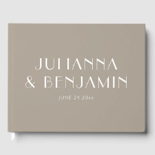 Livro De Visitas Casamento Minimalista Elegante Bege Marrom Persona