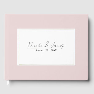Livro De Visitas Casamento Minimalista Moderno Rosa Ostra e Dourado