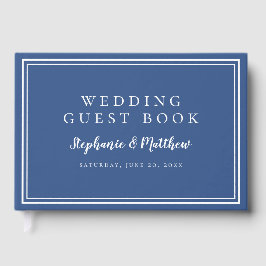 Livro De Visitas Casamento Minimalista Simples de Chic Azul Clássic