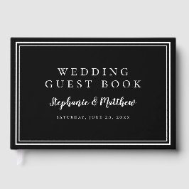 Livro De Visitas Casamento Minimalista Simples Preto e Branco Chic