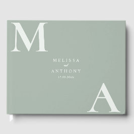 Livro De Visitas Casamento Minimalista Verde Salvia Moderno