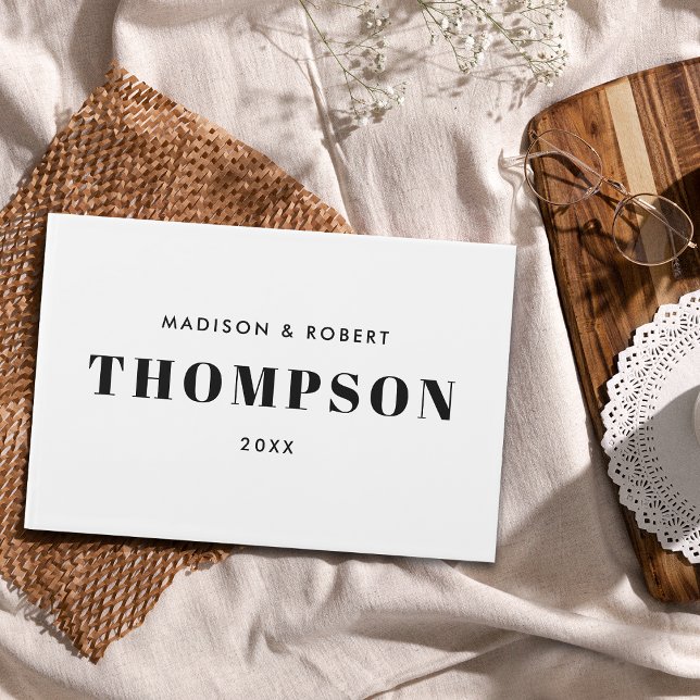 Livro De Visitas Casamento Mínimo de Negra Branca e Monograma Branc (Criador carregado)