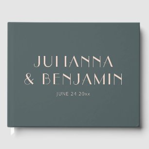 Livro De Visitas Casamento Mínimo de Teal e Blush
