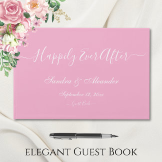 Livro De Visitas Casamento Mínimo Elegante de Rosas claro Modernas