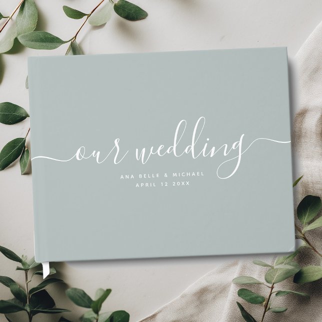 Livro De Visitas Casamento Mínimo Elegante De Sage Chic (Criador carregado)