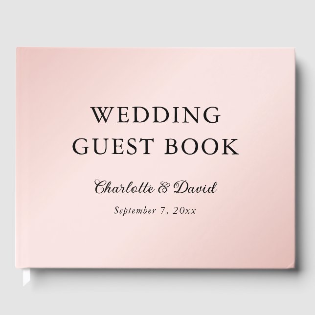 Livro De Visitas Casamento Mínimo Elegante Preto-Rosa Esbranquiçado (Frente)