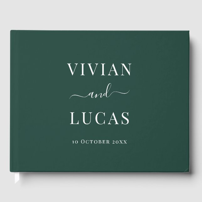 Livro De Visitas Casamento Mínimo Formal Verde Moderno Emerald (Frente)