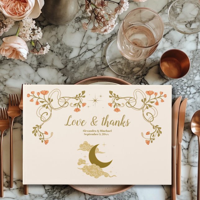 Livro De Visitas Casamento Místico Dourado Vintage (Criador carregado)