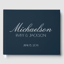Livro De Visitas Casamento Moderno Chic Azul Marinho Branco