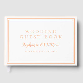 Livro De Visitas Casamento Moderno Chic Minimalista Branco e Pêsseg