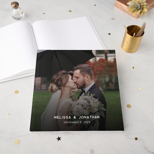 Livro De Visitas Casamento Moderno com 1 Foto (Frente aberta)