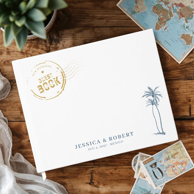 Livro De Visitas Casamento Moderno de Destino (Destination theme wedding guest book)