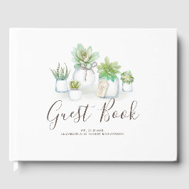 Livro De Visitas Casamento Moderno de Mason Jars e Small Succulents
