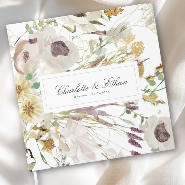 Livro De Visitas Casamento Moderno de Primavera (Modern Spring Boho Floral Watercolor Wedding Guest Book)