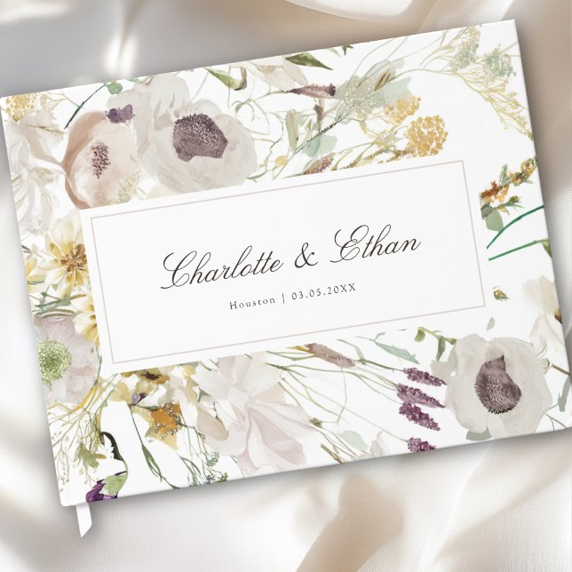 Livro De Visitas Casamento Moderno de Primavera (Modern Spring Boho Floral Watercolor Wedding Guest Book)