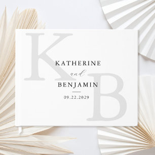 Livro De Visitas Casamento Moderno do Monograma Branco e Preto Mini