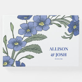Livro De Visitas Casamento Moderno Floral Azul Periwinkle