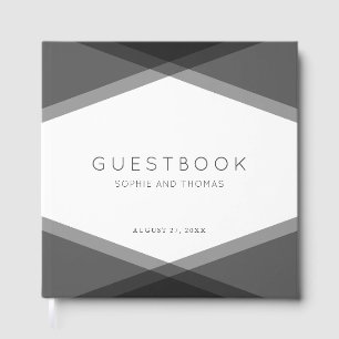 Livro De Visitas Casamento Moderno Geométrico Camadas Cinzas