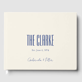 Livro De Visitas Casamento Moderno Marinho Simples e Minimalista